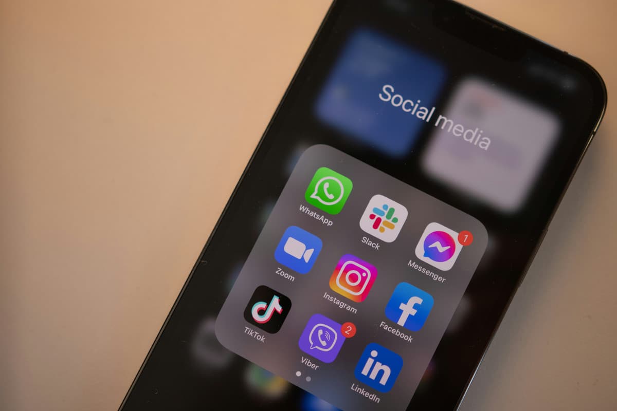 smartphone screen displaying several social media apps